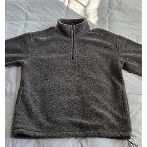 Fieldmaster 1/4 Zip Fleece Pullover Size L Solid Sherpa Green Brown Outdoor VTG